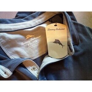 Blue XXL Tommy Bahama mens polo midnight blue Soft Long Sleeve MSRP 110
